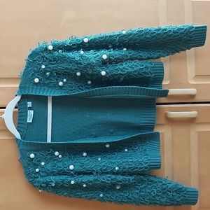 Target Mighty Fine Green Pearl Cropped Cardigan Sweater